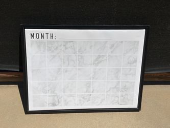 Monthly dry erase white board calendar