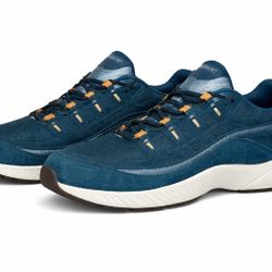 Easy Spirit Traveltime 569 Size 10W Wide Comfort Walking Shoes Blue Suede