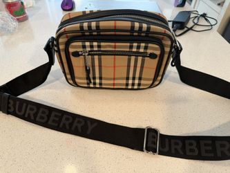 Burberry Vintage Canvas Check Leather Crossbody Bag
