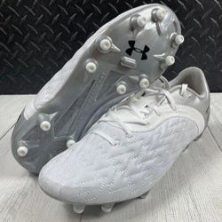 Men's Under Armour Magnetico 2.0 Firm Ground White Gray Soccer Cleats Sz 10⚽️