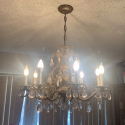 Antique Bronze Pearl Drop Chrystal Chandelier