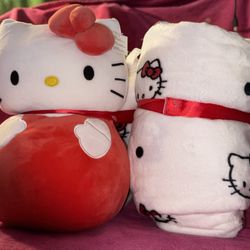 Hello Kitty Plush And Blanket 