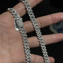 14k 9.5mm Cuban chain natural VS1 15ct diamonds 22β