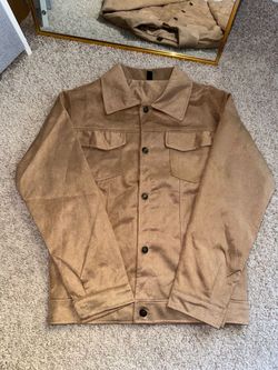 Tan Suede Button-Up Trucker Jacket