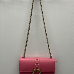 PINKO Love One Leather Gold Chain Shoulder Bag