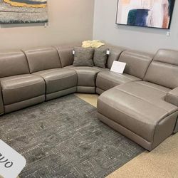 $10 Down Payment Ashley Real Leather Power Reclining Sectional Sofa Couch Correze
