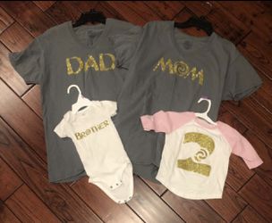 Moana shirts- Dad and Mom size Large; sister 2T and brother 12M
