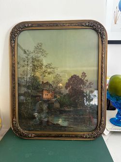Vintage Framed Thomas Crane Print with Ornate Gold Frame