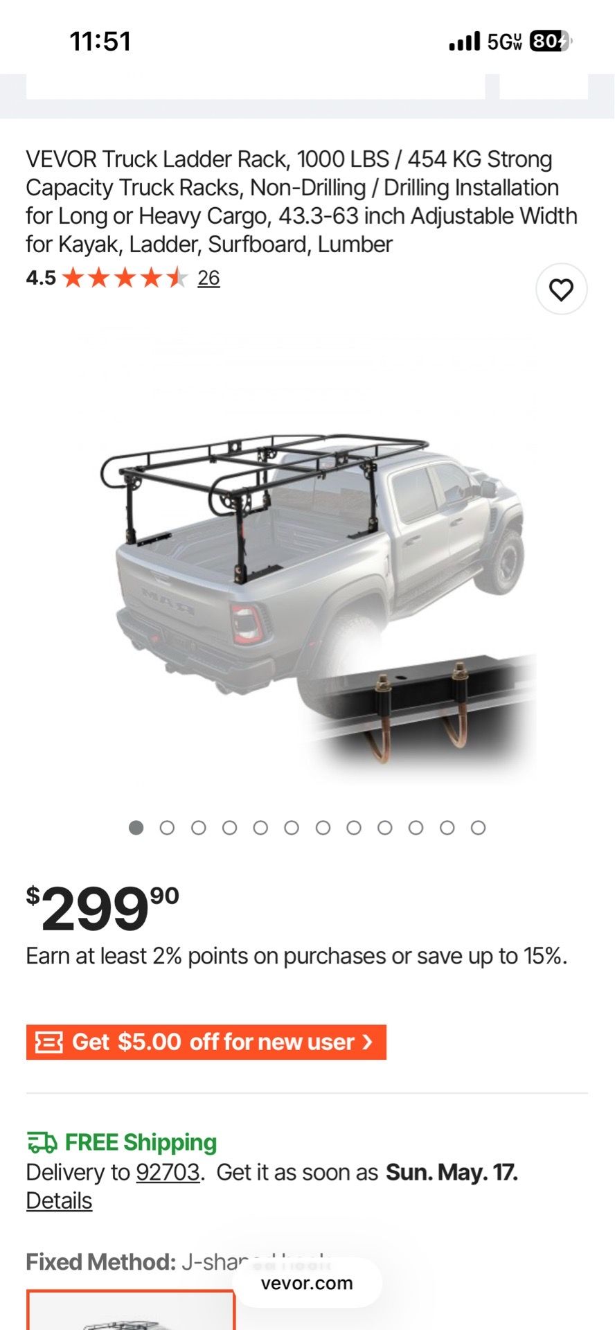 Truck Ladder Rack, 1000 LBS / 454 KG Strong Capacity Truck Racks, Non-Drilling / Drilling Installation for Long or Heavy Cargo, 43.3-63 inch Adjustabl