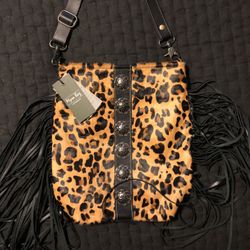 NWT MYRA BAG LEOPARD PONY HAIR FRINGE