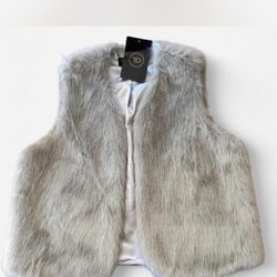 Tocco D’ORO Collection Cream/Grey Faux Fur Vest Size Small
