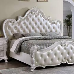 Elegant White Bed - Queen And King Size Available