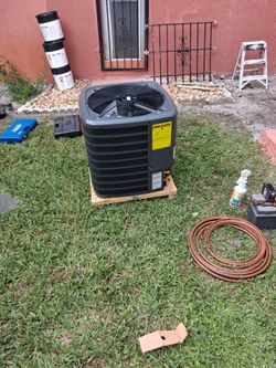 Central AC Condenser Unit with EnergyGuide Label