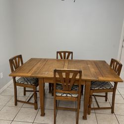 Antique Expanding Oak Pub Table and Chairs