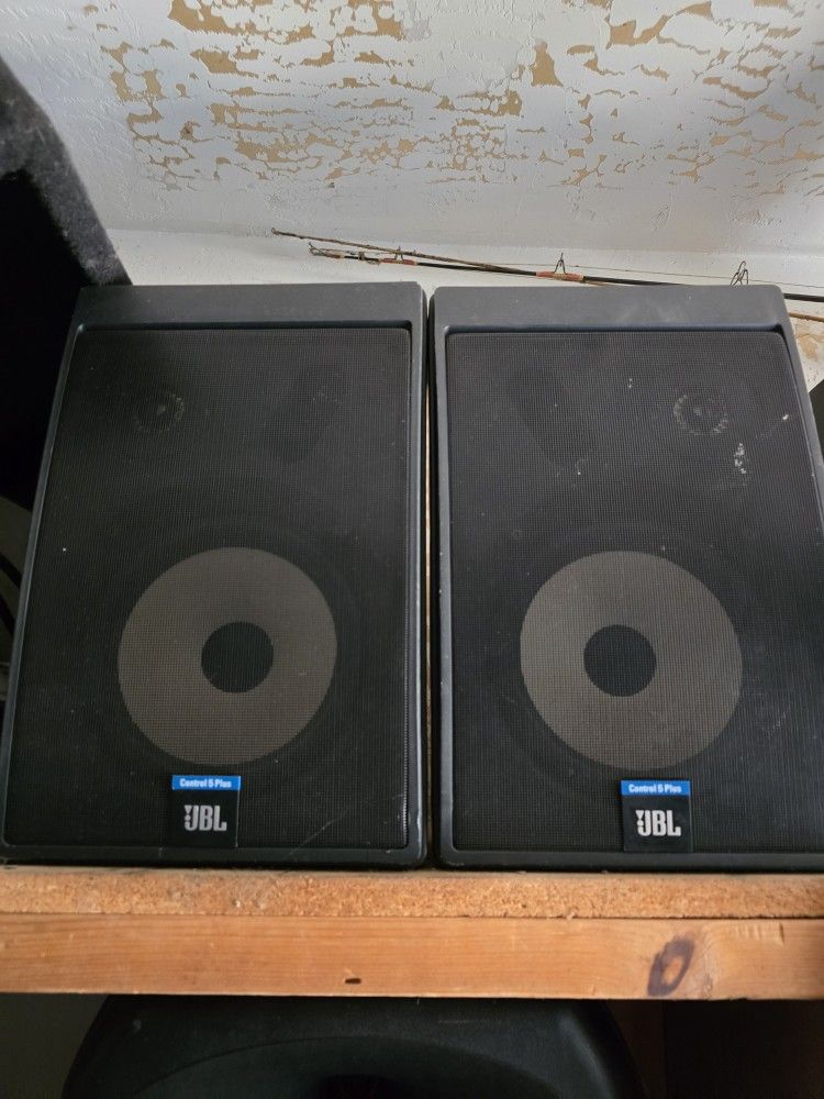 2 Jbl Control 5 Plus Indoor Outdoor Weatherproof Speakers (Rare Limited Blue Logo 8 Inch Version)