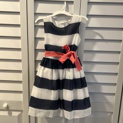 White And Navy Blue Dress