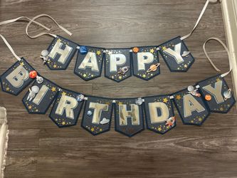 Solar System Space Happy Birthday Banner