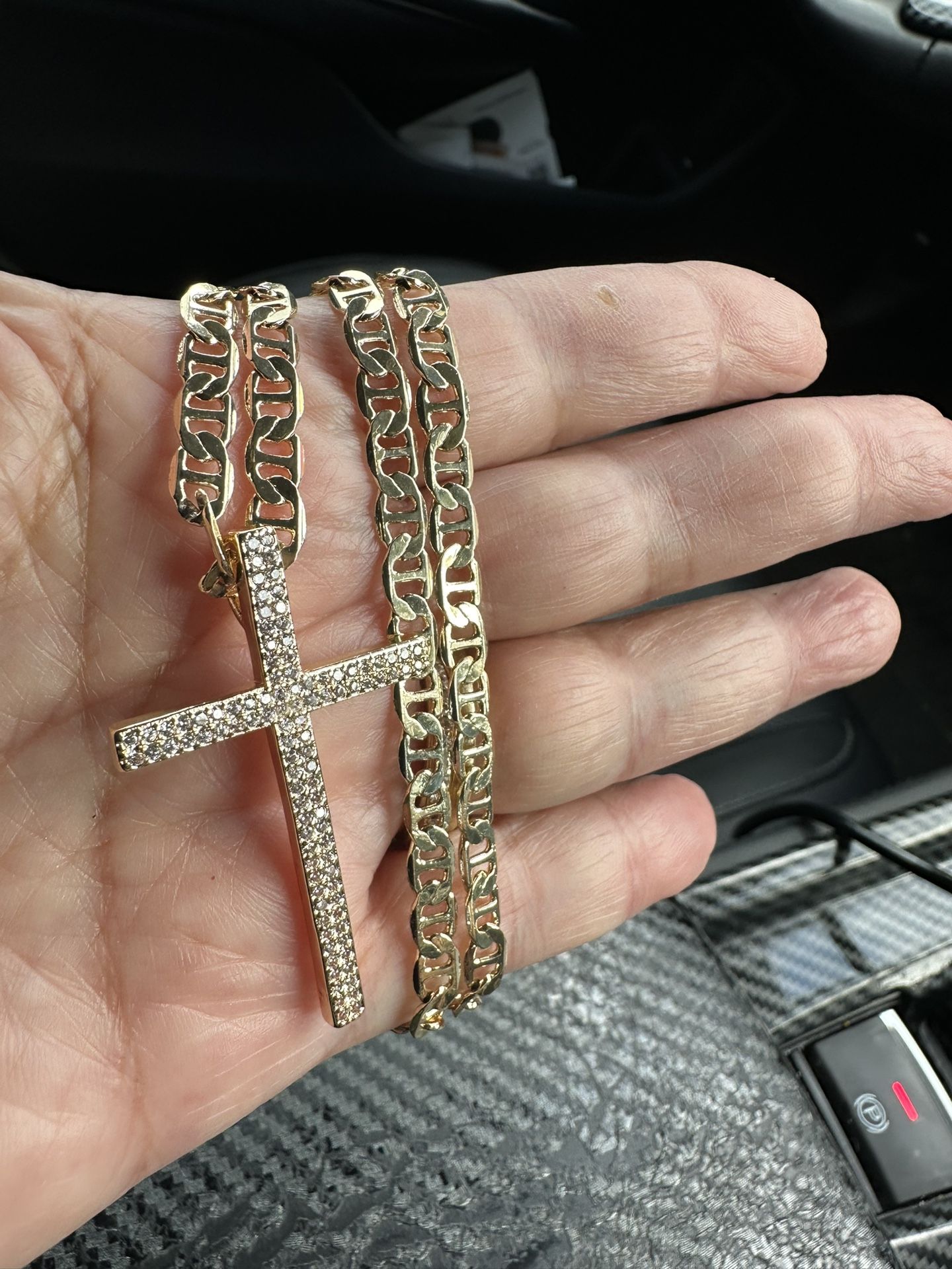 Gold Filled Mariner Chain With Cross Pendant