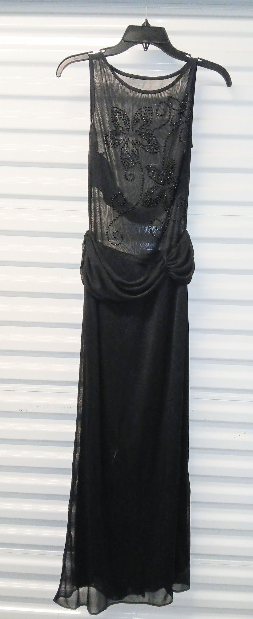 Women's Black Windsor Sheer Long Dress Size Med