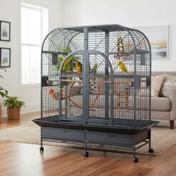 Double Macaw Cage with Divider - Black