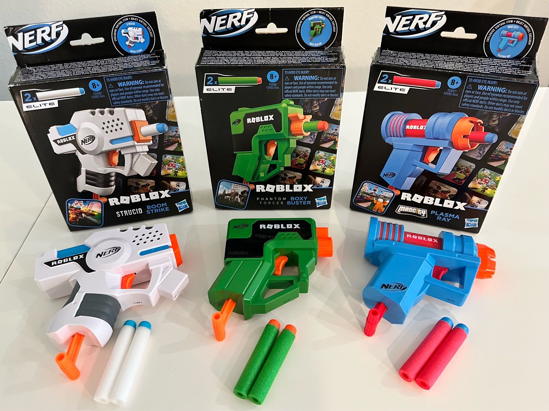 Roblox Nerf Gun Blaster Lot, 3 Mini Blasters w Darts