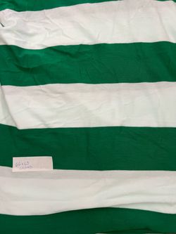 Green and White Striped Fabric 66x63 Inches