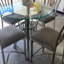 Glass Top Table  With 4 Chairs 