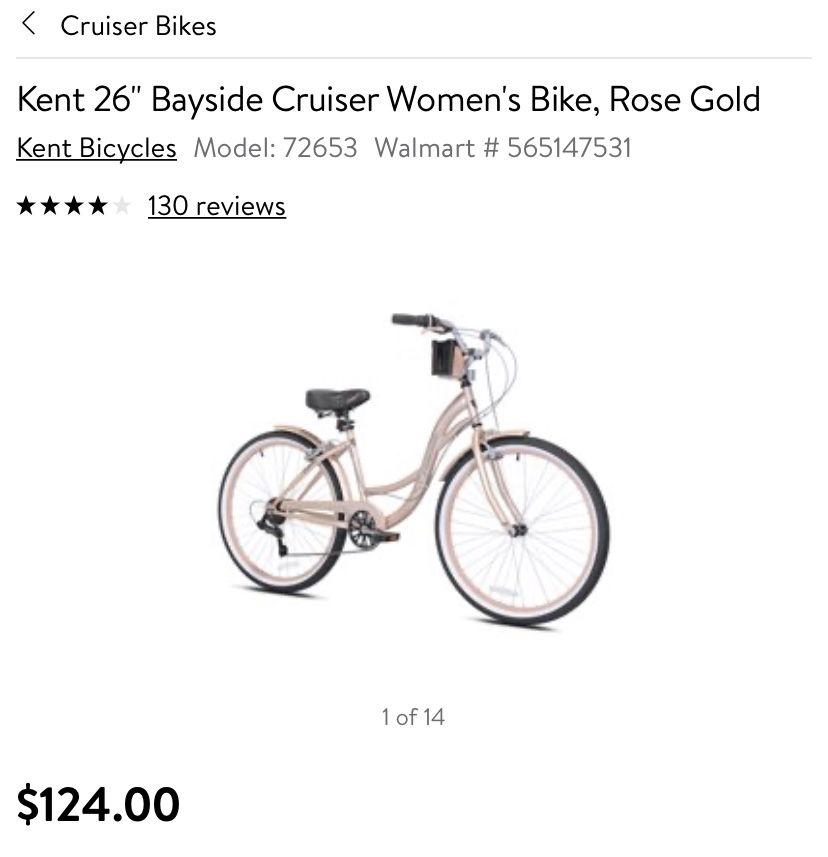 Cruiser Bikes Kent 26" Bayside Cruiser Women's Bike, Rose Gold