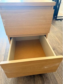 Modern Wood Nightstand with 2 Drawers | Light Oak Finish