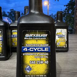 Quicksilver 25W-40 4Cycle Synthetic Blend Sterndrive & Inboard Engine Oil 32 FL Oz