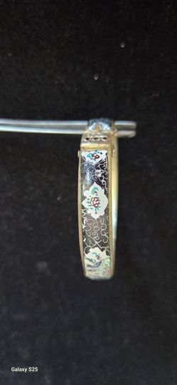 Vintage hinged Persian hand painted enamel bracelet