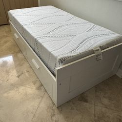 White Bed Frame And Twin Mattress 