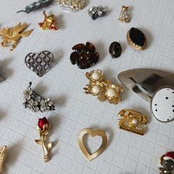 Assorted Pin Brooches Costume Jewelry