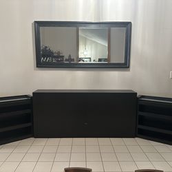 Ikea Black Queen Size Headboard with 2-End Tables