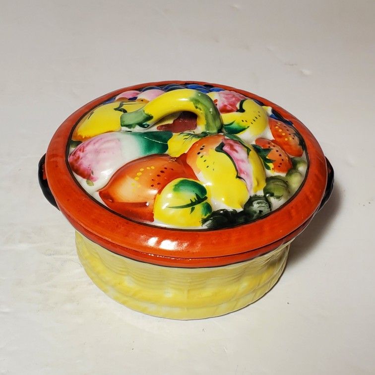 Vintage Gold Castle Fruit Trinket Box Vintage