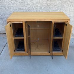 TV Stand with Glass Doors & Wheels