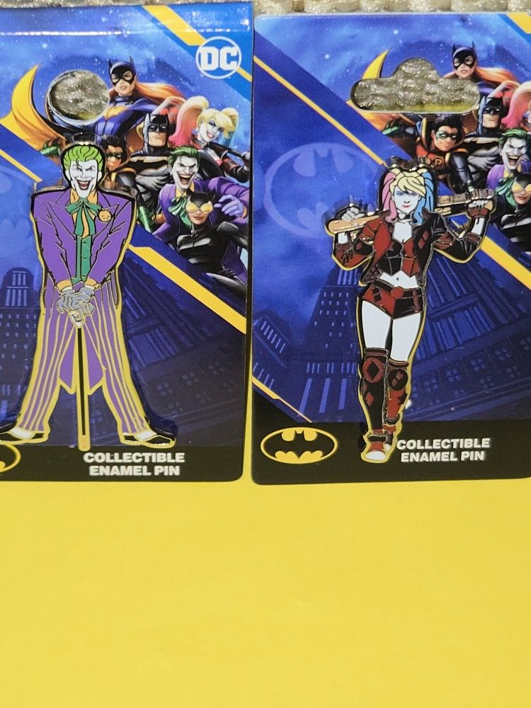 DC Comics Joker & Harley Quinn Enamel Metal Pin Combo Set