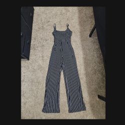 Good Luck Gem Black and White Striped Jumpsuit