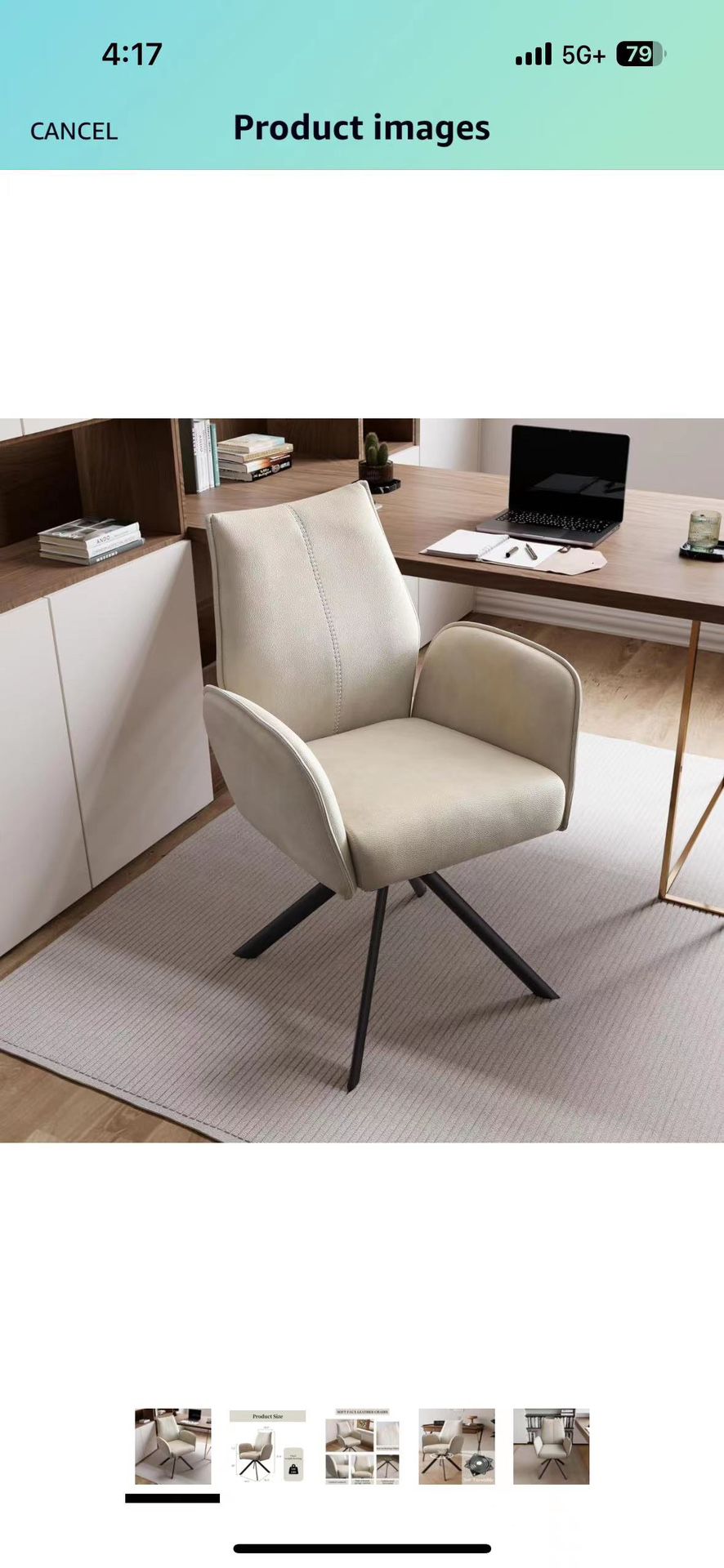 Modern Desk Chair no Wheel, Ergonomic Office Chair Home Office Upholstered Chair, Arm Chairs with Metal Legs, Computer Chair for Bedroom, Reception Ro