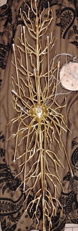 70" Raindrop Crystal & Gold Branch Chandelier (17 Lights, Less Branches,)