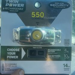 Police Security TWIN POWER 550 Lumens 3 AAA Alkaline Battery LED Headlamps