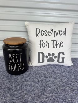 Rae Dunn Canister w/ lid & Decor pillow - model home decor