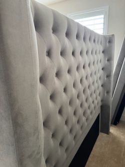 Gray Tufted Upholstered Headboard BRAND NEW CAL KING