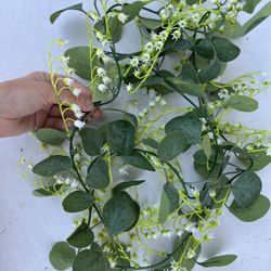1 Garland With Artificial Greenery, Eucalyptus And Dandelions, for Event, Party Decoration, Wedding, Table Decoration, 
