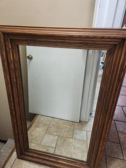 Solid Oak Wood Framed Wall Mirror 45x30