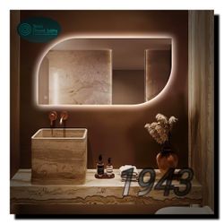 THEIAMO LED Mirror for Bathroom, 40" x 20" Shaped Backlit Mirror wall Lighted...