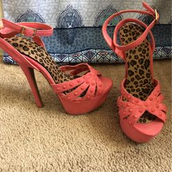 Pink Studded Strappy Heels