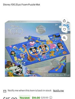 Disney 100 Soft Foam Puzzle Mat (25 pcs) – $10 FIRM
