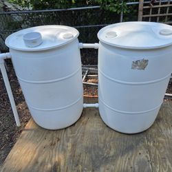 110 Gallon Rain Barrels Set Up