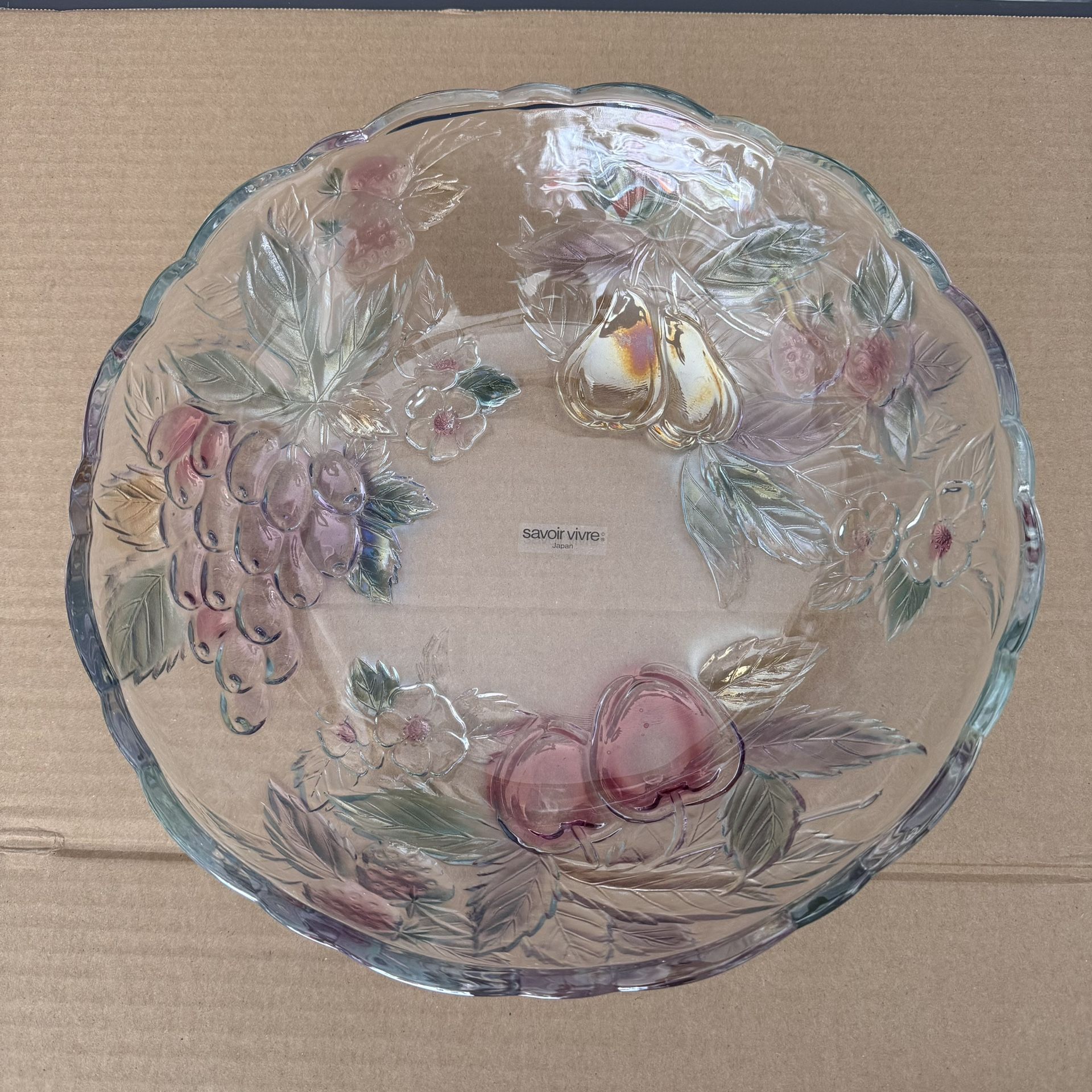 Savoir Vivre Crystal Wild Orchard WY104/544 Centerpiece Bowl 12” Vintage
